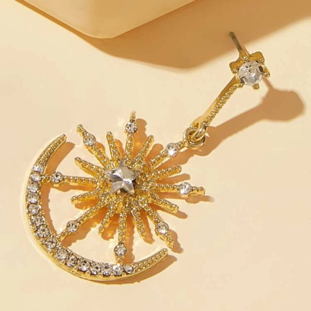 RESTOCKED Sun & Moon Rhinestone Earrings - Picture 3 of 3